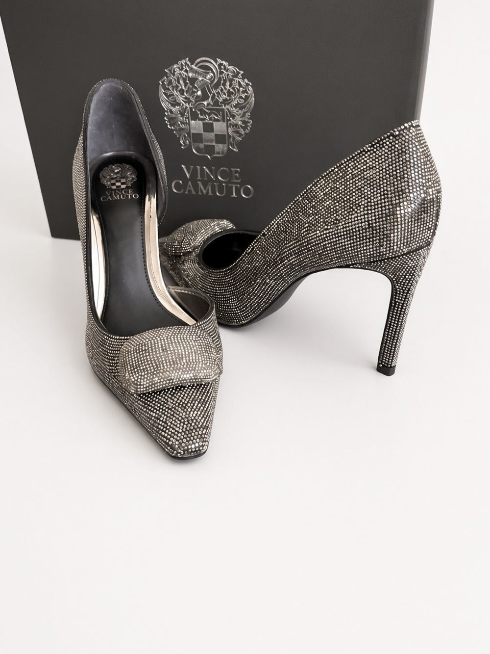 Vince Camuto Women's Silver Crystal Pointed-Toe Stiletto Pumps